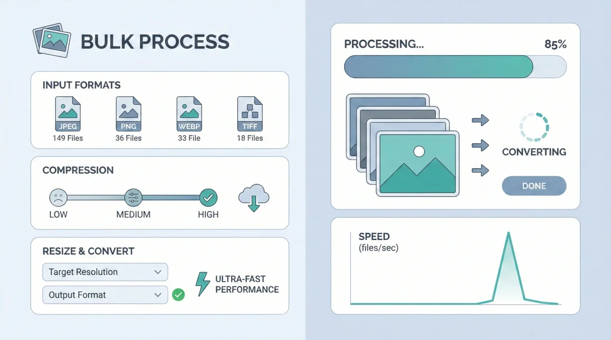 Bulk image resizer and converter free online tool for compressing and converting images
