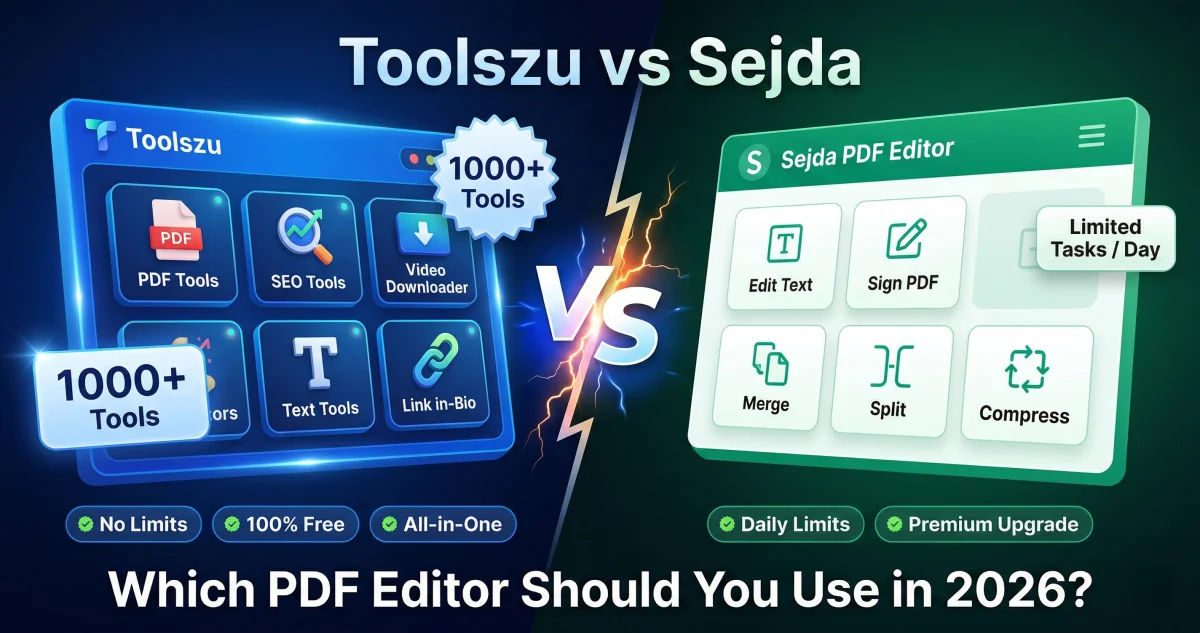 Toolszu vs Sejda: Which PDF Editor Should You Use in 2026?