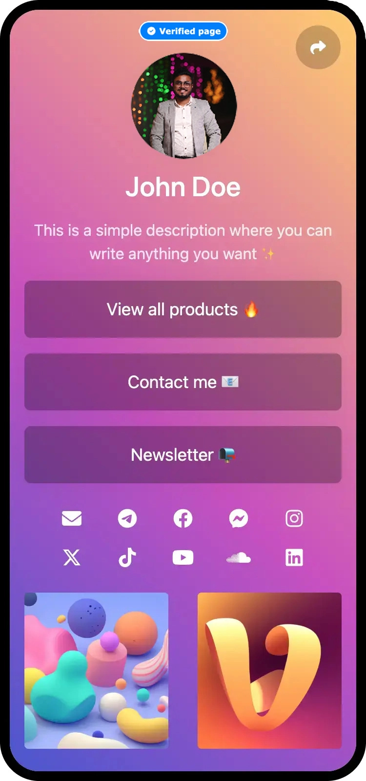 Screenshot of biolink page examples