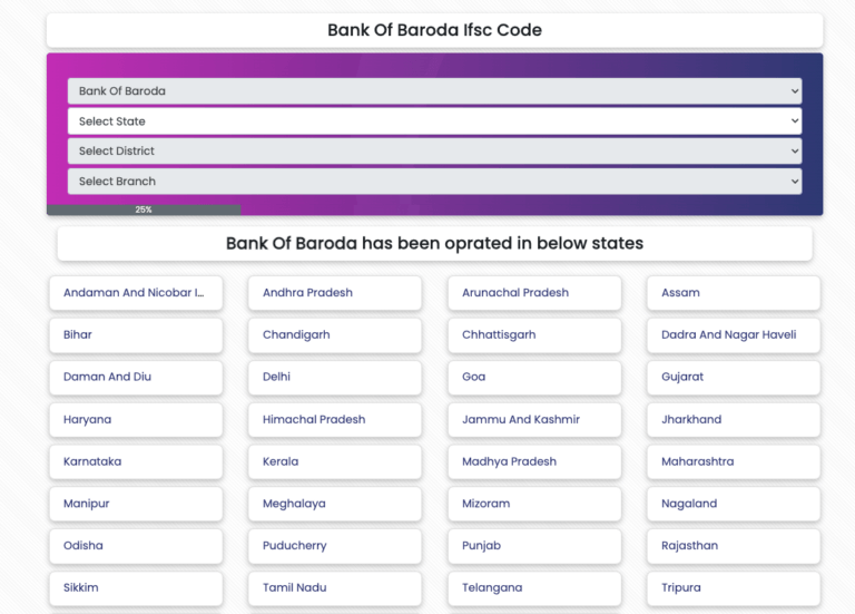 Bank of Baroda IFSC Code finder